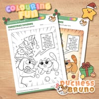 Christmas Zoomies Colouring Set, Fun Kids Comic, Cat and Dog Colouring Pages - thumbnail 2 of 8