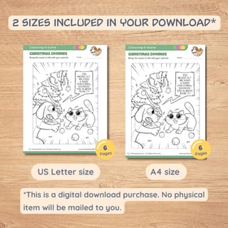 Christmas Zoomies Colouring Set, Fun Kids Comic, Cat and Dog Colouring Pages - image 7 of 8