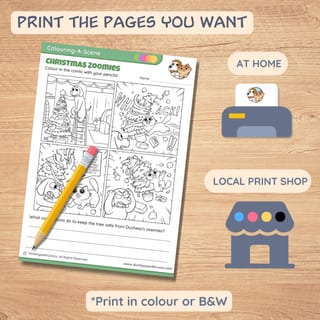 Christmas Zoomies Colouring Set, Fun Kids Comic, Cat and Dog Colouring Pages - image 5 of 8