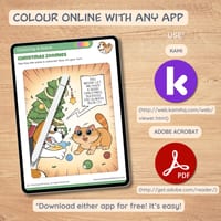 Christmas Zoomies Colouring Set, Fun Kids Comic, Cat and Dog Colouring Pages - thumbnail 6 of 8