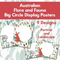 Aussie Flora and Fauna Big Circle Display Posters in PDF and PPT