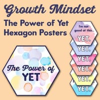 Growth Mindset The Power of Yet Watercolour Hexagon Posters - thumbnail 1 of 2