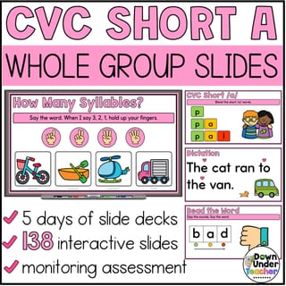 Phonics Teaching Slides CVC Short a, 5 days of Explicit Whole Group Slides K-1st - image 1 of 5