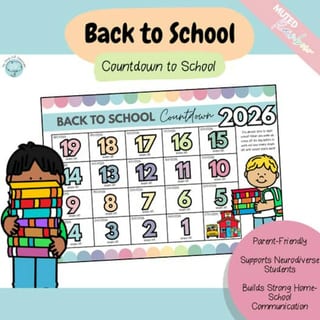 Australian Back to School Visual Countdown Calendar (Muted Rainbow) - image 1 of 2