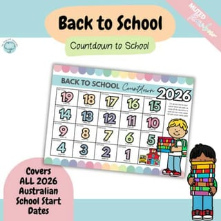 Australian Back to School Visual Countdown Calendar (Muted Rainbow) - image 2 of 2