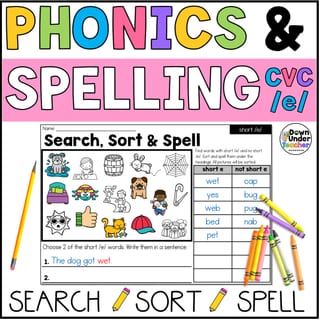 Short E CVC Word Families Phonics, Spelling, and Word Sorting Foundation and 1st grade - image 1 of 5