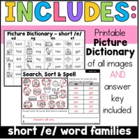 Short E CVC Word Families Phonics, Spelling, and Word Sorting Foundation and  1st grade - thumbnail 3 of 5