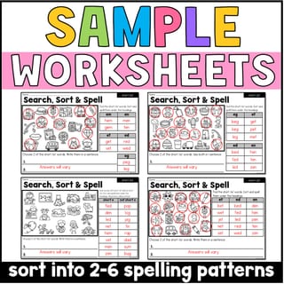 Short E CVC Word Families Phonics, Spelling, and Word Sorting Foundation and 1st grade - image 4 of 5