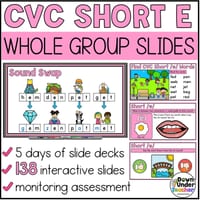 Phonics Lesson Slides CVC Short e Explicit Whole Group Teaching Slides Foundation to Year 1 - thumbnail 1 of 4