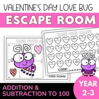 Valentine's Day Escape Room | Addition & Subtraction within 100 | Year 2 & 3 - thumbnail 1 of 4