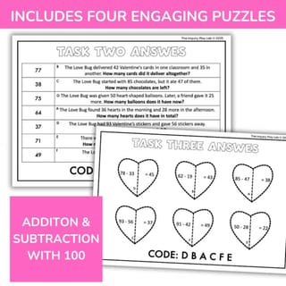 Valentine's Day Escape Room | Addition & Subtraction within 100 | Year 2 & 3 - image 2 of 4