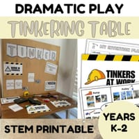 Tinkering Table Dramatic Play for Hands-On STEM & Construction Dramatic Play
