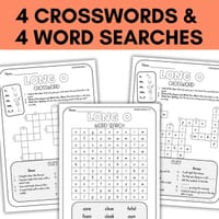 Long O Digraph Spelling | Crossword & Word Search | Team Vowels o oe oa ow o_e - thumbnail 2 of 4
