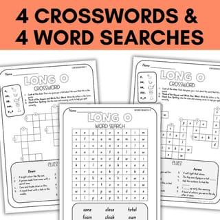 Long O Digraph Spelling | Crossword & Word Search | Team Vowels o oe oa ow o_e - image 2 of 4