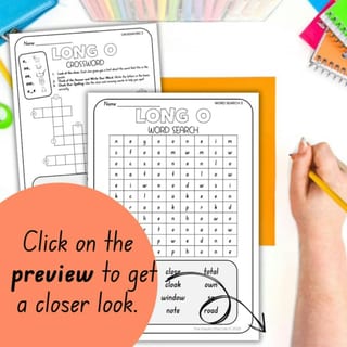 Long O Digraph Spelling | Crossword & Word Search | Team Vowels o oe oa ow o_e - image 4 of 4