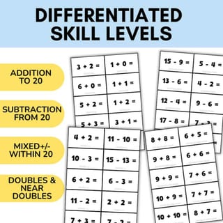 Maths Facts Bingo Game – Addition, Subtraction, Doubles to 20 | Maths Fluency - image 3 of 5