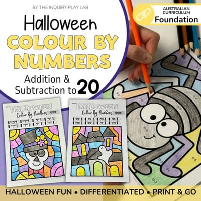 Halloween Colour by Number | Addition & Subtraction 10 & 20 Fact Fluency Skills