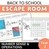 Yr 2 Math Escape Room | Number Sense & Operation | Back to School Maths Review