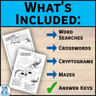 Australia Puzzle Activities Pack | Word Searches, Crosswords, Cryptograms, Mazes - image 2 of 4