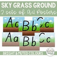 Sky Grass Ground Dirt Handwriting Alphabet Posters - South Aust Font-10 Versions - thumbnail 2 of 4