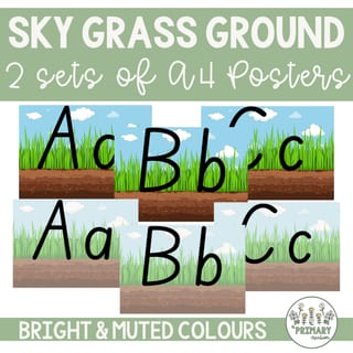 Sky Grass Ground Dirt Handwriting Alphabet Posters - South Aust Font-10 Versions - image 2 of 4