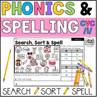 Short i CVC Word Families Phonics, Spelling and Word Sorting SOR Year 1 Worksheets - image 1 of 4