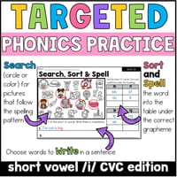 Short i CVC Word Families Phonics, Spelling and Word Sorting SOR Year 1 Worksheets - thumbnail 2 of 4