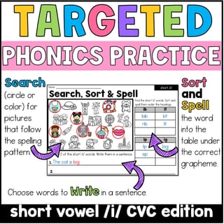 Short i CVC Word Families Phonics, Spelling and Word Sorting SOR Year 1 Worksheets - image 2 of 4