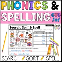 Short o CVC Word Families Phonics, Spelling and Word Sorting SOR Year 1 Worksheets - thumbnail 1 of 4