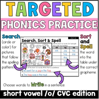 Short o CVC Word Families Phonics, Spelling and Word Sorting SOR Year 1 Worksheets - image 2 of 4