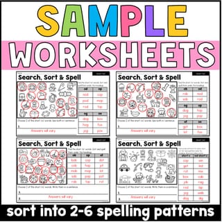 Short o CVC Word Families Phonics, Spelling and Word Sorting SOR Year 1 Worksheets - image 4 of 4