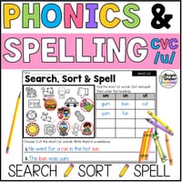 Short u CVC Word Families Phonics, Spelling and Word Sorting SOR Year 1 Worksheets - thumbnail 1 of 4