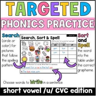 Short u CVC Word Families Phonics, Spelling and Word Sorting SOR Year 1 Worksheets - image 2 of 4