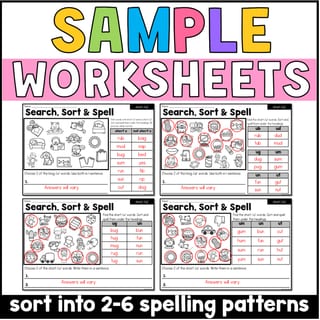 Short u CVC Word Families Phonics, Spelling and Word Sorting SOR Year 1 Worksheets - image 4 of 4