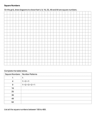 Square Numbers Year 6 Worksheets - image 2 of 4