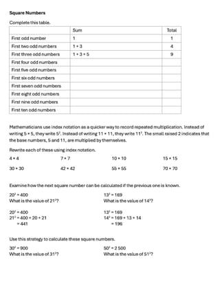 Square Numbers Year 6 Worksheets - image 3 of 4