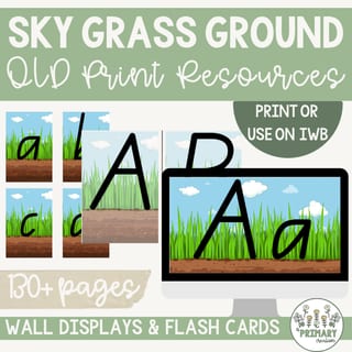 Sky Grass Ground Dirt Handwriting Alphabet Posters - Queensland Font-10 Versions - image 1 of 4