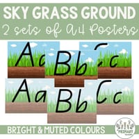 Sky Grass Ground Dirt Handwriting Alphabet Posters - Queensland Font-10 Versions - thumbnail 2 of 4