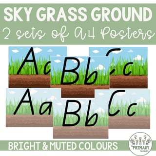 Sky Grass Ground Dirt Handwriting Alphabet Posters - Queensland Font-10 Versions - image 2 of 4
