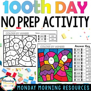 100th Day of School Numbers 0-10 Colour by Code Foundation Math Activity - image 2 of 4