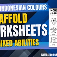 Learn Indonesian Colours: Scaffold Worksheets for Mixed Abilities