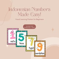 Indonesian Numbers Made Easy! Visual Learning Posters for Beginners - thumbnail 1 of 1