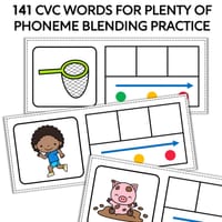 CVC Word Phoneme Blending Grapheme Mapping Cards with Elkonin Boxes Science of Reading Activities - thumbnail 2 of 4