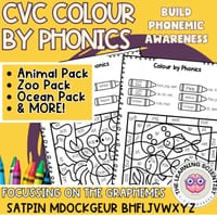 Review CVC words, Decode & Build Phonemic Awareness | Colour by Code Phonics - thumbnail 1 of 4