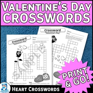 Valentine's Day Crosswords | February Fun! | Print & Go Puzzle Activity - image 1 of 2
