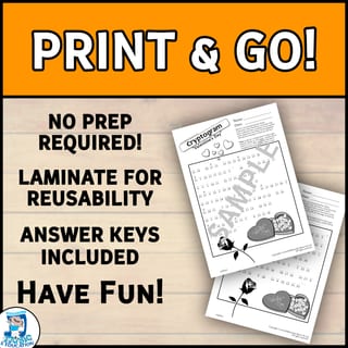 Valentine's Day Cryptograms | February Fun! | Print & Go Puzzle Activity - image 2 of 2