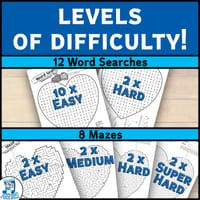 Valentine's Day Fun Puzzle Bundle | Word Searches, Mazes & more! Gr. 2-5 No Prep - thumbnail 4 of 4