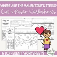 Valentine's Day Math Positional Language & Location Cut & Paste & Drawing Worksheets - thumbnail 2 of 4