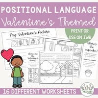 Valentine's Day Math Positional Language & Location Cut & Paste & Drawing Worksheets - thumbnail 1 of 4