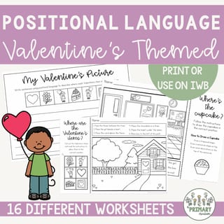 Valentine's Day Math Positional Language & Location Cut & Paste & Drawing Worksheets - image 1 of 4